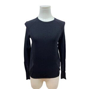 Sweaty Betty Black Long Sleeve Crew Neck Top W/ Mesh Panels Size S